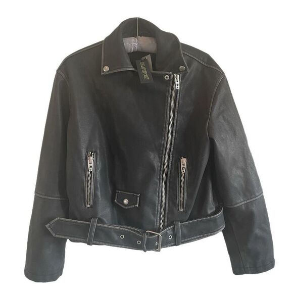 BLANKNYC Faux Leather Belted Moto Jacket - Picture 2 of 5